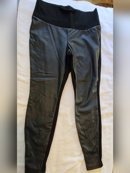 Pants - Stork&Babe Faux Leather Front Maternity Leggings Black Size M